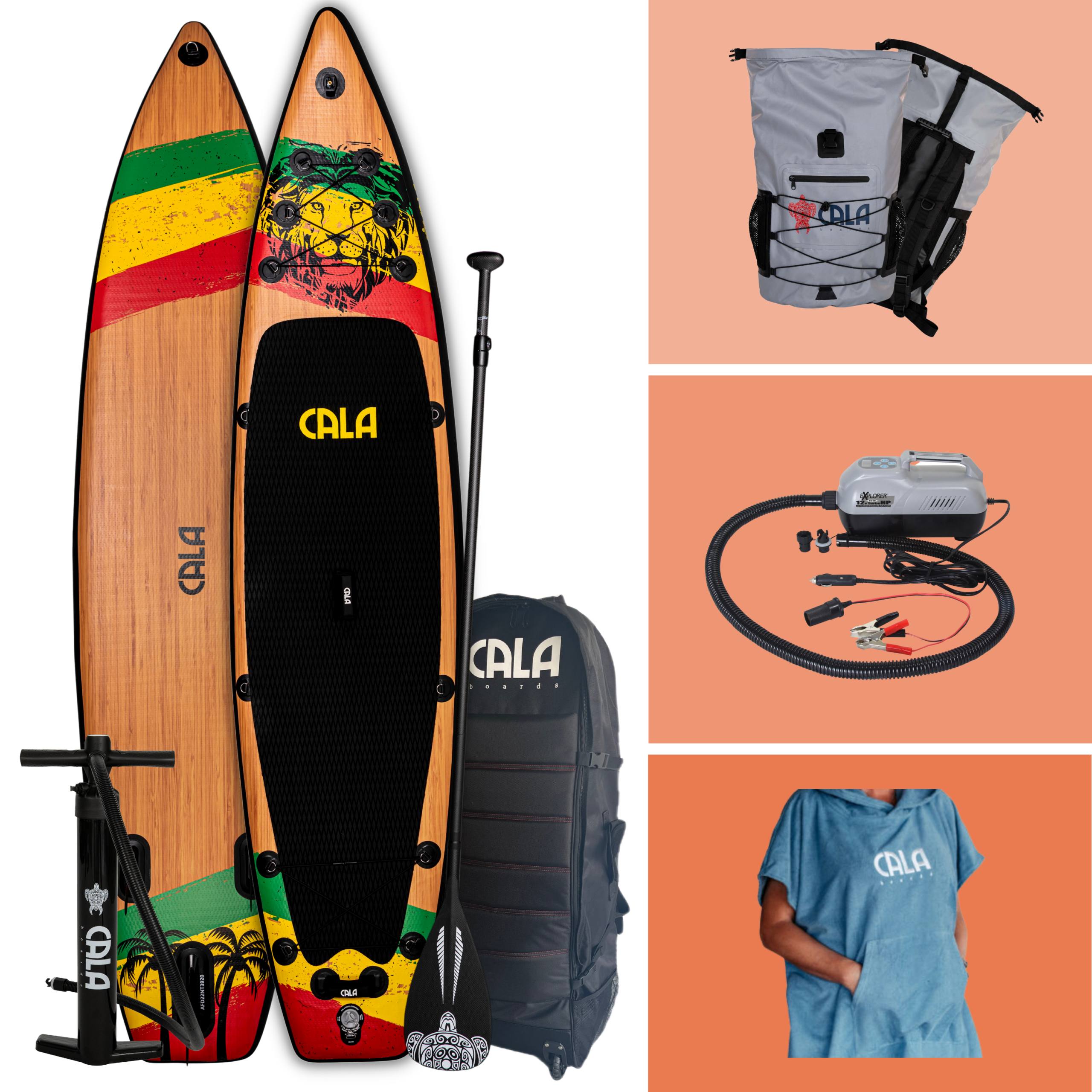 Ikatere SUP Bundle: Ikatere Set, elektrische SUP Pumpe, Poncho & 30L Backpack